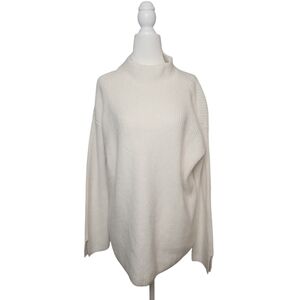 Loft Women's Whisper White Long Sleeve Relaxed Mockneck Knit Sweater Size S